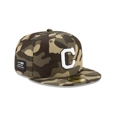 Green Cleveland Indians Hat - New Era MLB Armed Forces Weekend 59FIFTY Fitted Caps USA3278094